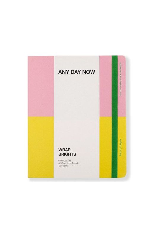 Classic Wrap A5 Notebook Dot Grid | Pink + Yellow Writing Any Day Now