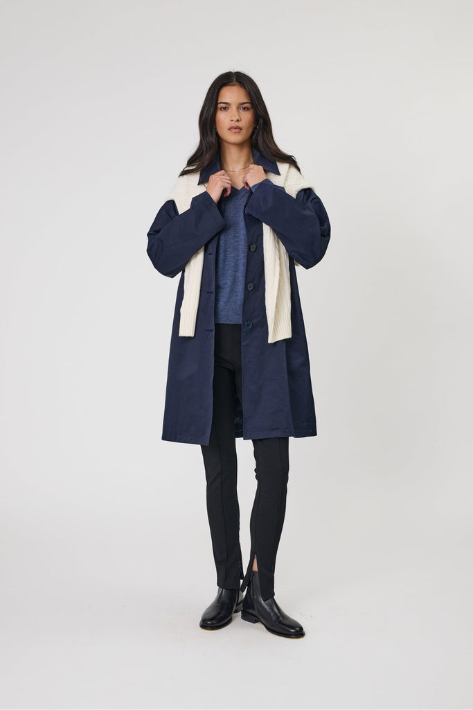 Marlow Arc Trench Coat Midnight Navy