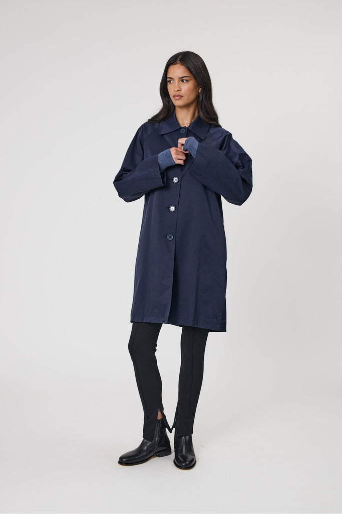Marlow Arc Trench Coat Midnight Navy