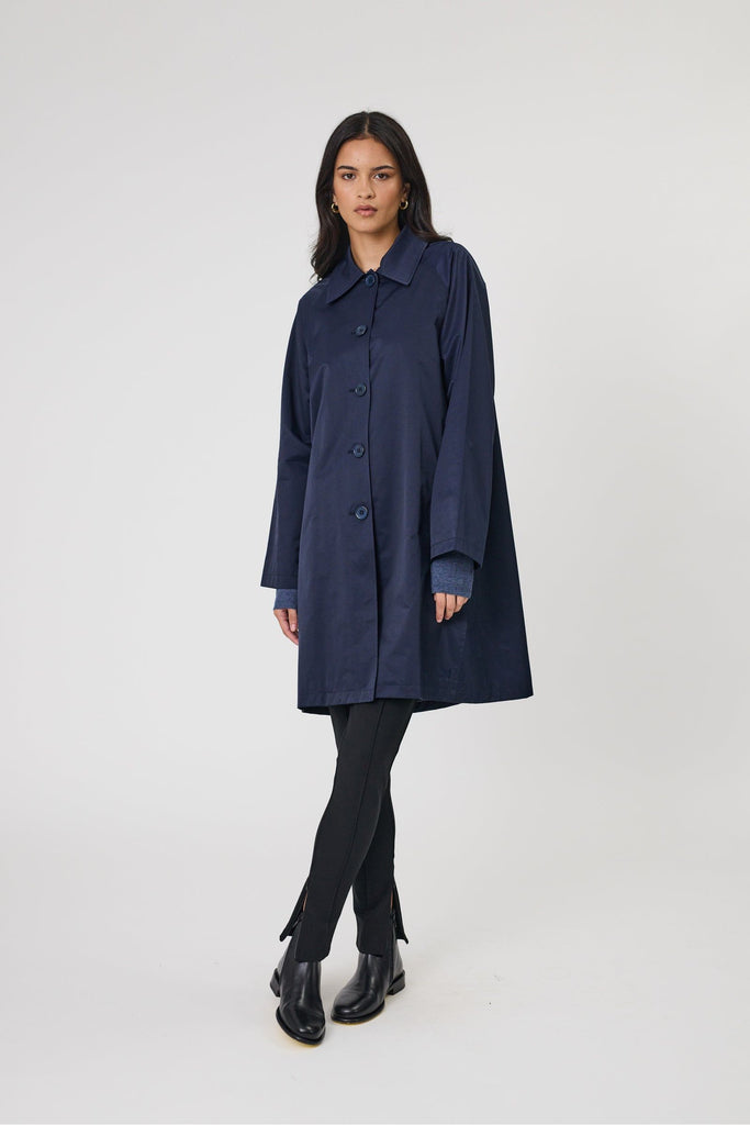 Marlow Arc Trench Coat Midnight Navy