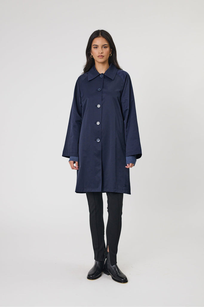Marlow Arc Trench Coat Midnight Navy