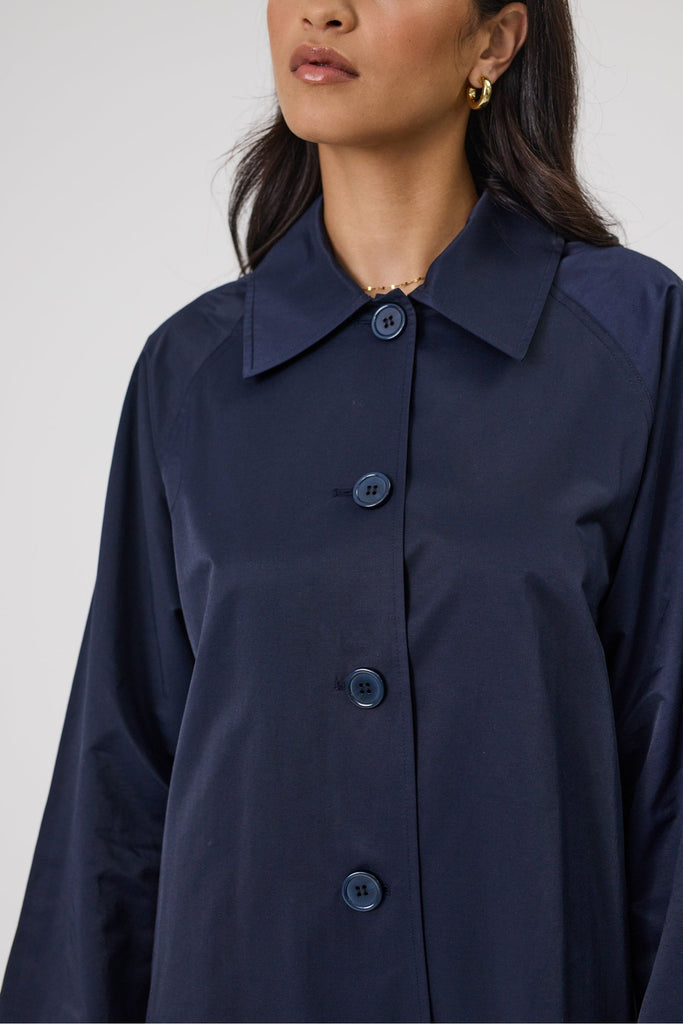 Marlow Arc Trench Coat Midnight Navy