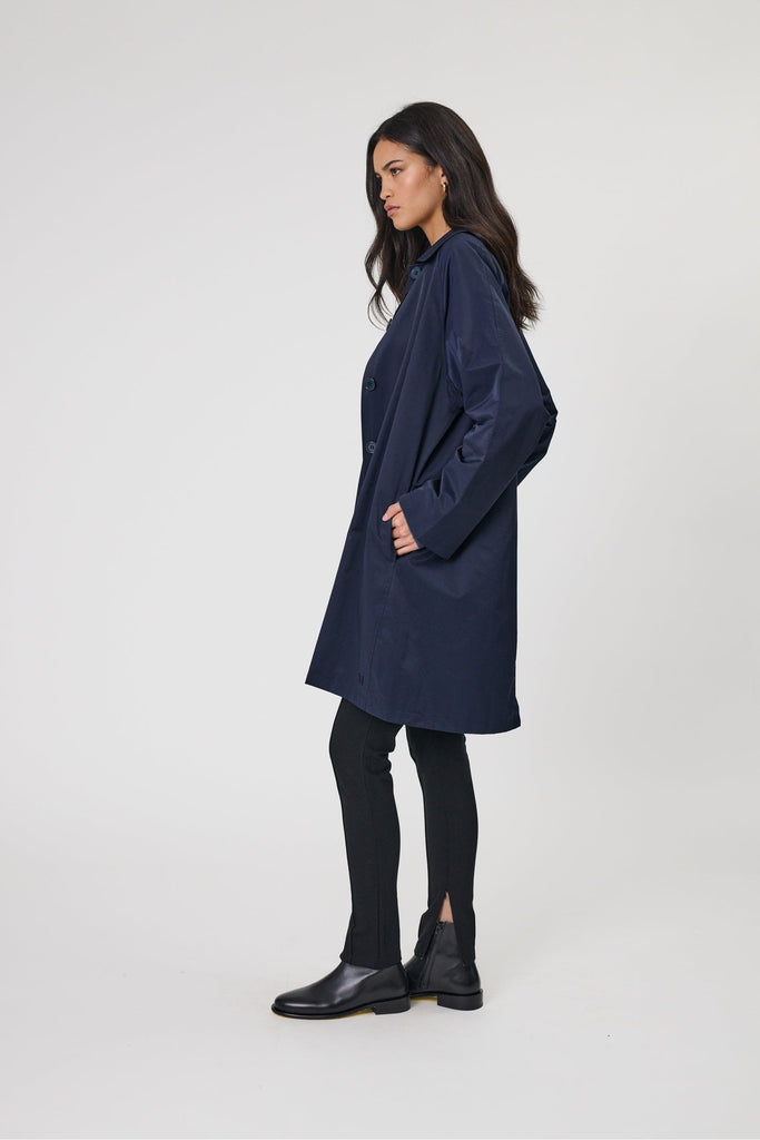 Marlow Arc Trench Coat Midnight Navy