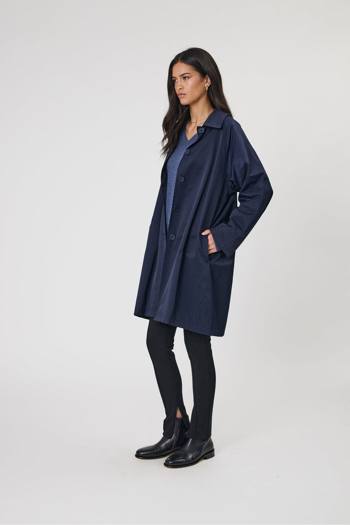 Marlow Arc Trench Coat Midnight Navy