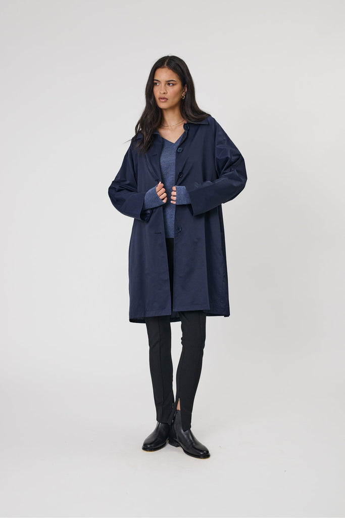 Marlow Arc Trench Coat Midnight Navy