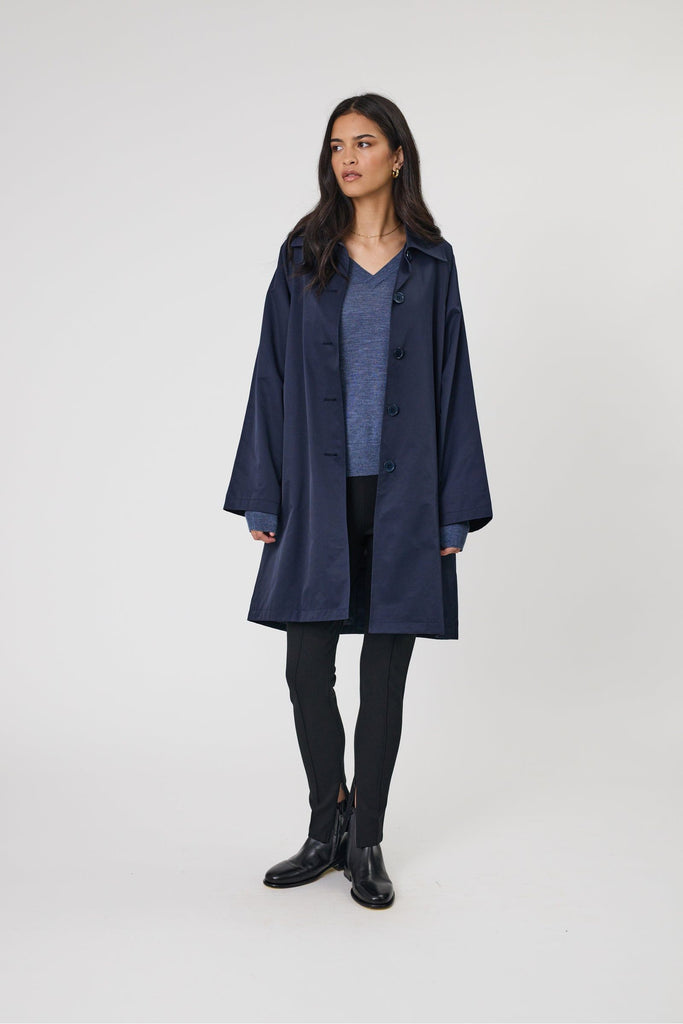 Marlow Arc Trench Coat Midnight Navy