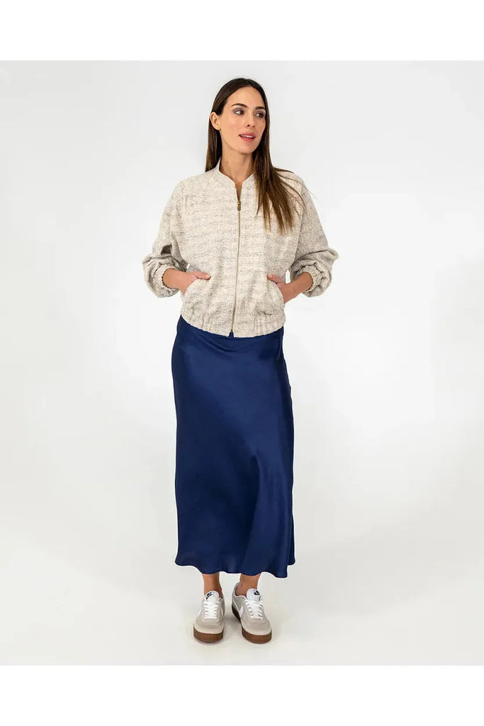 Arlington Milne Josephine Bias Cut Skirt Navy