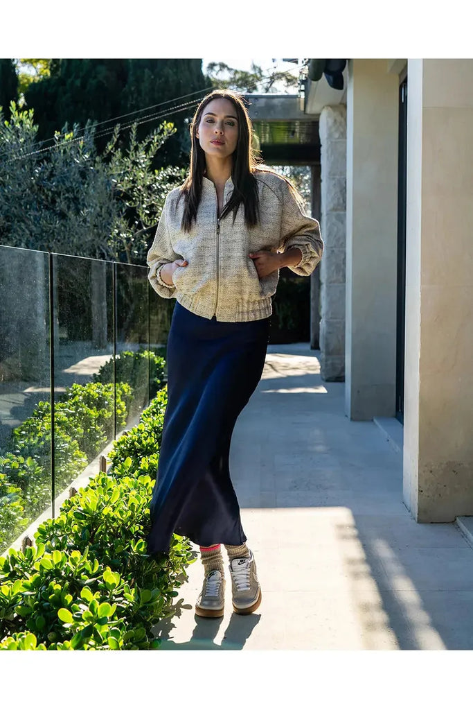 Arlington Milne Josephine Bias Cut Skirt Navy