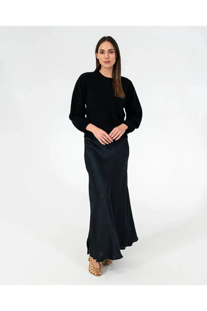 Arlington Milne Josephine Bias Cut Skirt Black