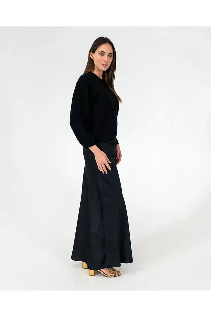 Arlington Milne Josephine Bias Cut Skirt Black