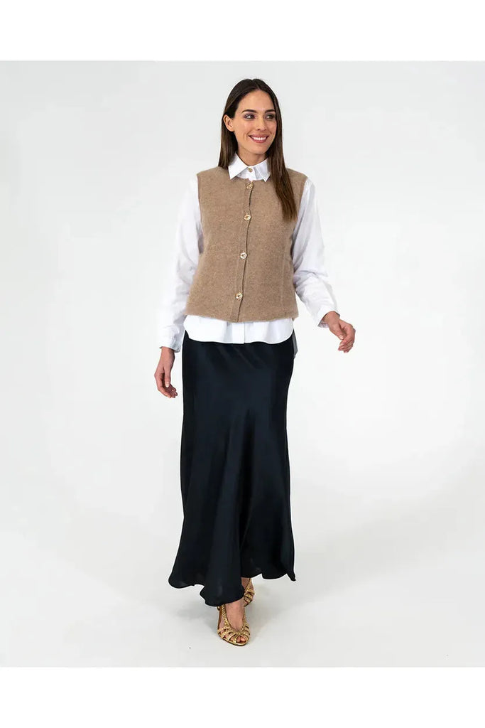 Arlington Milne Josephine Bias Cut Skirt Black