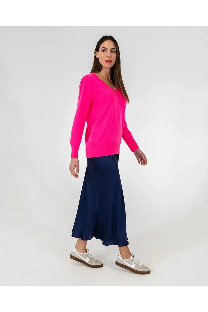 Arlington Milne Josephine Bias Cut Skirt Navy