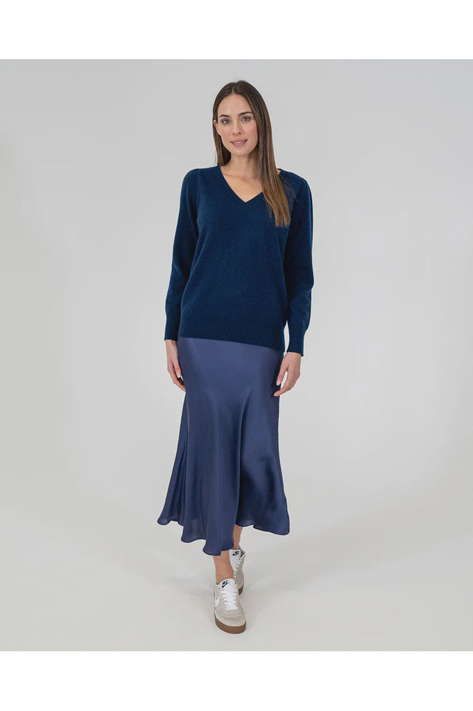 Arlington Milne Josephine Bias Cut Skirt Navy