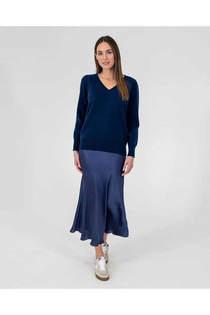 Arlington Milne Josephine Bias Cut Skirt Navy