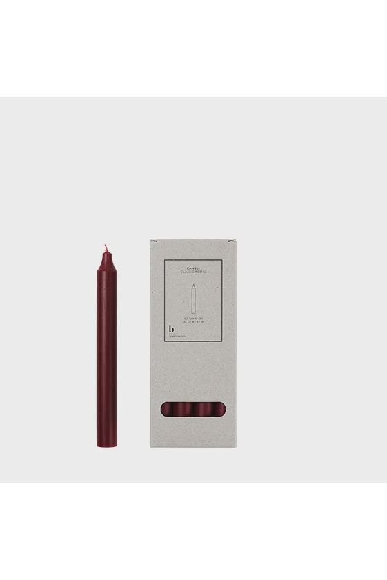 Gift Boxed Set of 8 Taper Candles | Burgundy Candles Broste