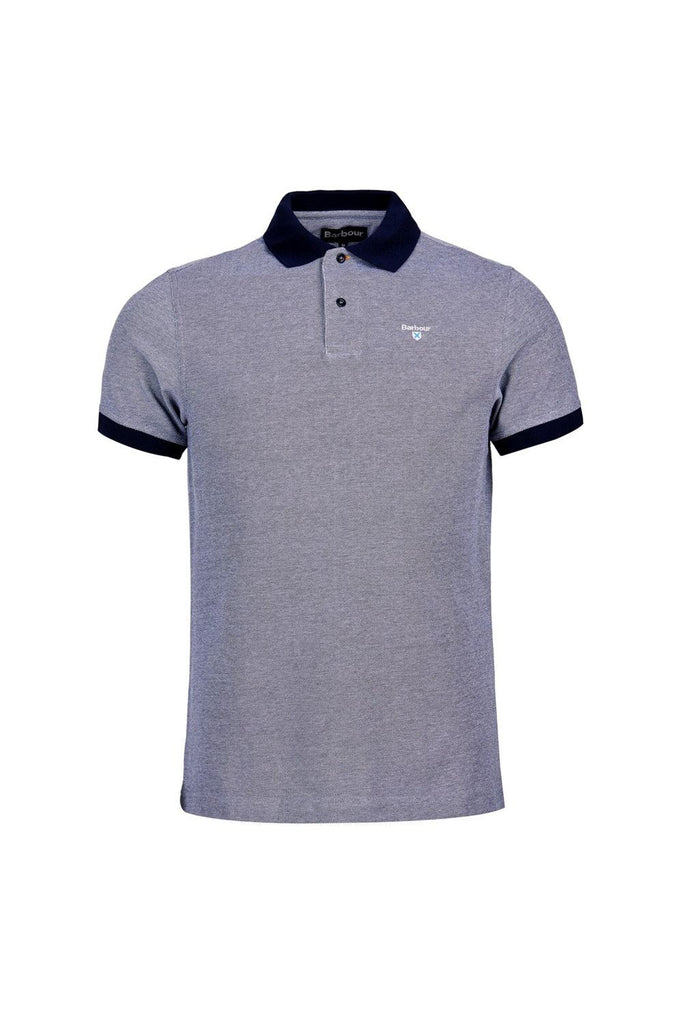 Man wearing a Barbour Essential Sports Mix Polo Shirt in Midnight blue