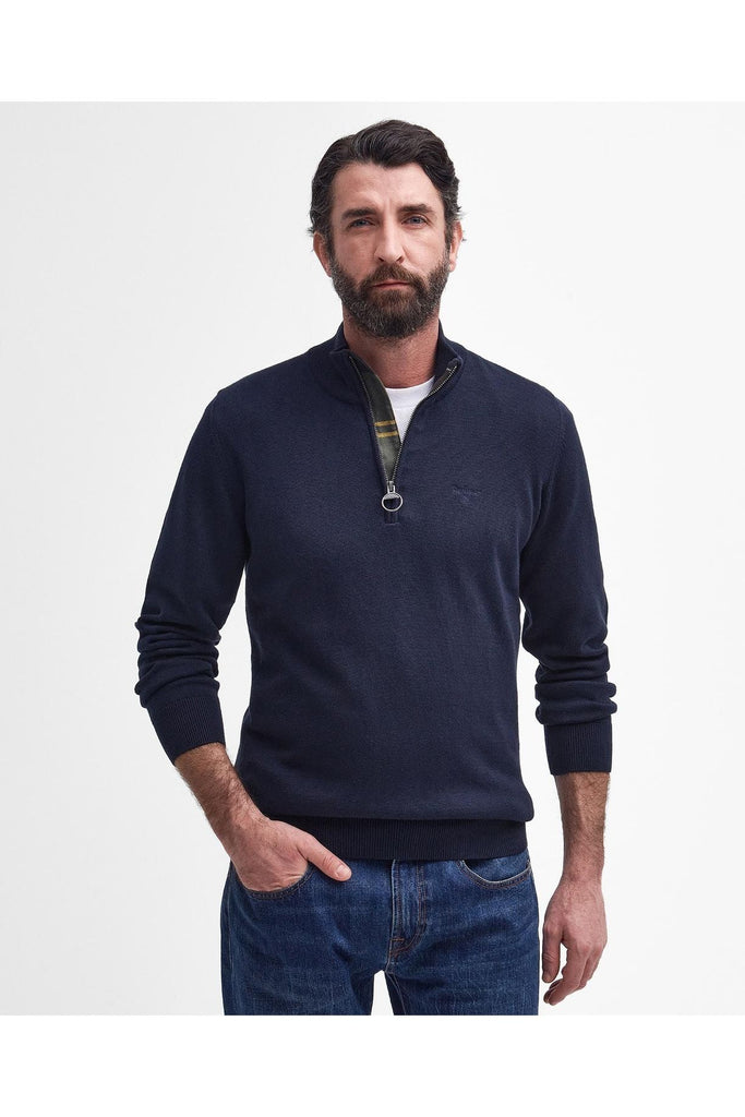 Barbour Half Zip Knitted Cotton Jumper Navy