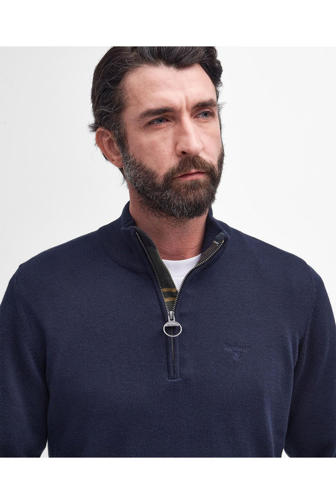 Barbour Half Zip Knitted Cotton Jumper Navy