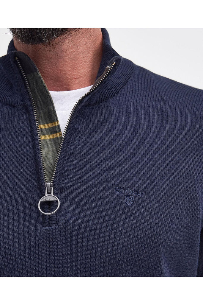 Barbour Half Zip Knitted Cotton Jumper Navy