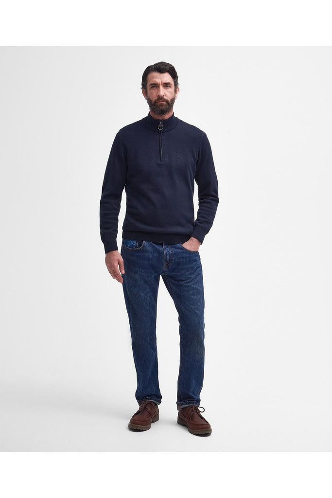 Barbour Half Zip Knitted Cotton Jumper Navy