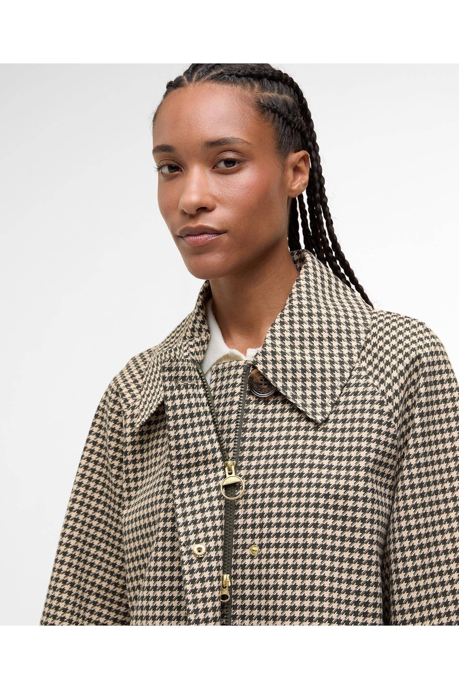 Kennedy Check Showerproof Jacket | Sage Houndstooth Jackets 8,10,12,14 Barbour