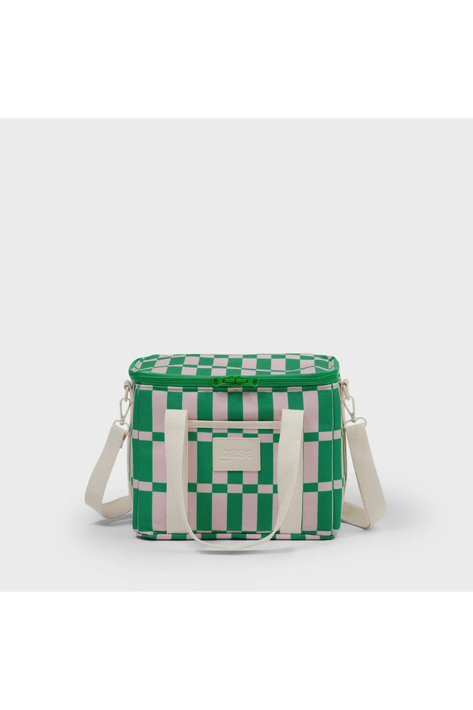 Lunch Cooler Bag | Lunch Base | Apple Green + Soft Pink Check Lunch Boxes + Portable Bowls + Travel Cutlery Base Supply