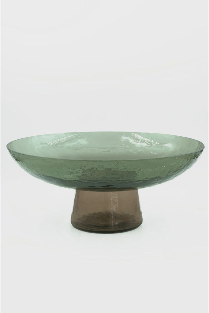 Bianca-Lorenne-Recycled-Glass-Pedestal-Bowl-Large-Fern-Bronze-Colourway-Crisp-Home-&-Wear