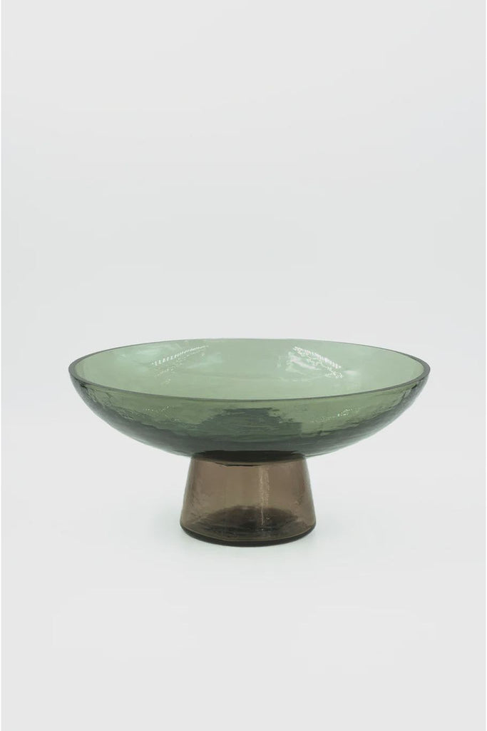 Bianca-Lorenne-Recycled-Glass-Pedestal-Bowl-Small-Fern-Bronze-Colourway-Crisp-Home-&-Wear