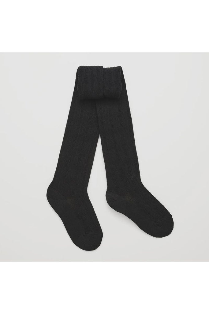 Merino Wool Tights Cable Knit | Black Womens Socks Average,Tall,Extra Tall Lamington