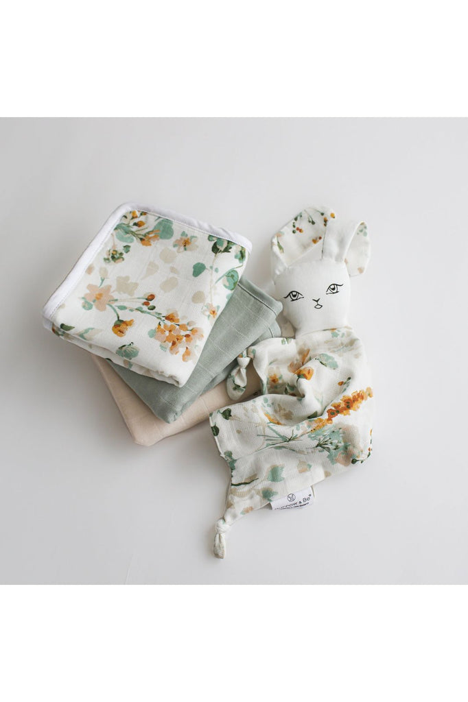 Burrow & Be Spring Melody 3-Piece Wash Cloth Set and Bunny Comforter