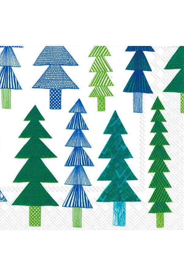 Christmas Cocktail Napkin | Marimekko Kuusikossa Green Christmas Paper Napkins IHR
