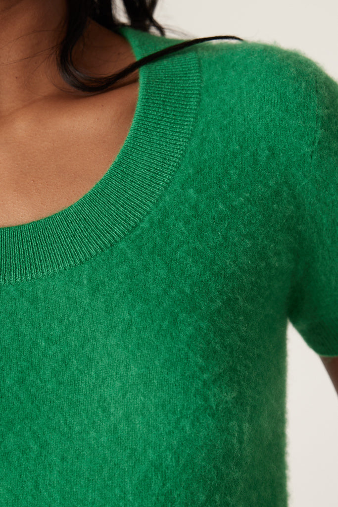 Cable Melbourne Brushed Pure Cashmere Tee Jade Green