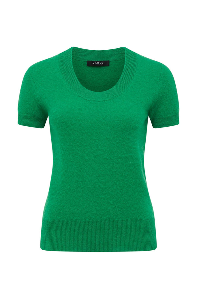 Cable Melbourne Brushed Pure Cashmere Tee Jade Green