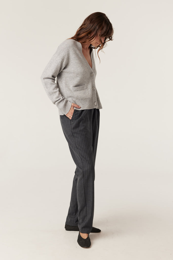 Cable Melbourne Cashwool V Neck Cardigan Grey Marle
