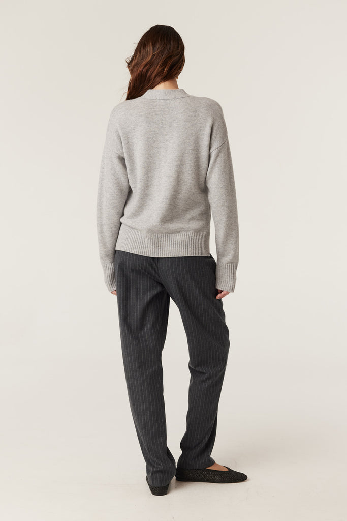 Cable Melbourne Cashwool V Neck Cardigan Grey Marle