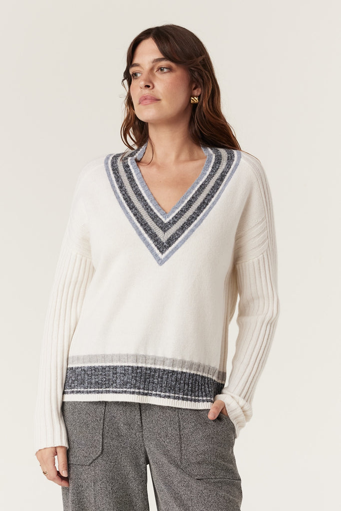 Cable Melbourne Cashwool Varsity Jumper | Milk