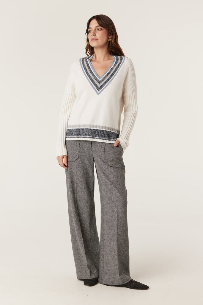Cable Melbourne Cashwool Varsity Jumper | Milk