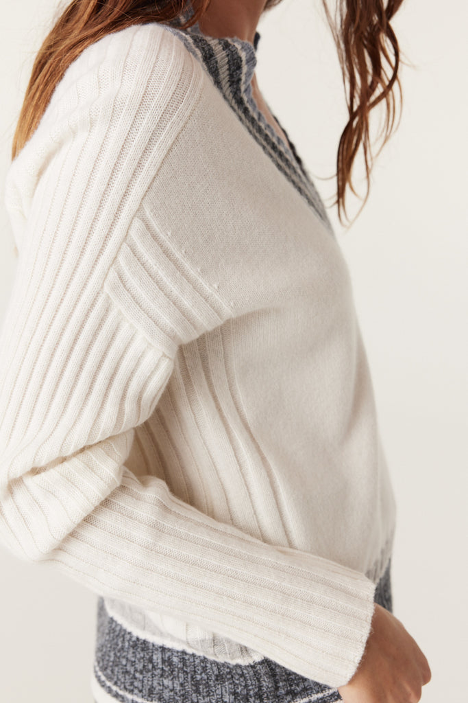 Cable Melbourne Cashwool Varsity Jumper | Milk