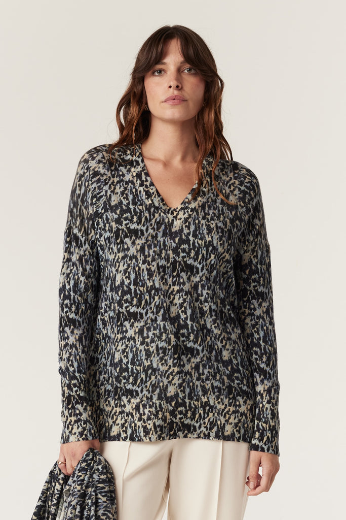 Cable Melbourne Superfine Merino Print Jumper | Animal