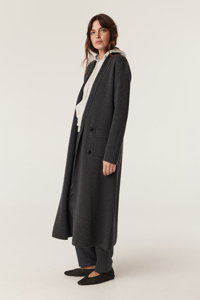 Cable Melbourne Ava Merino Knit Cardigan Charcoal Marle