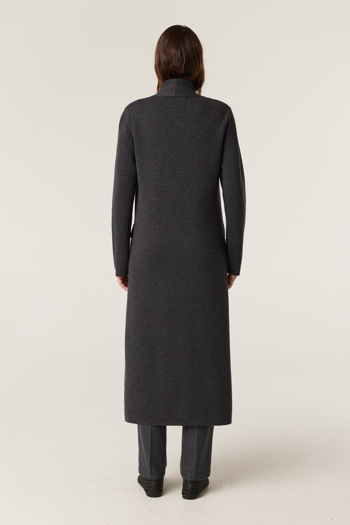 Cable Melbourne Ava Merino Knit Cardigan Charcoal Marle