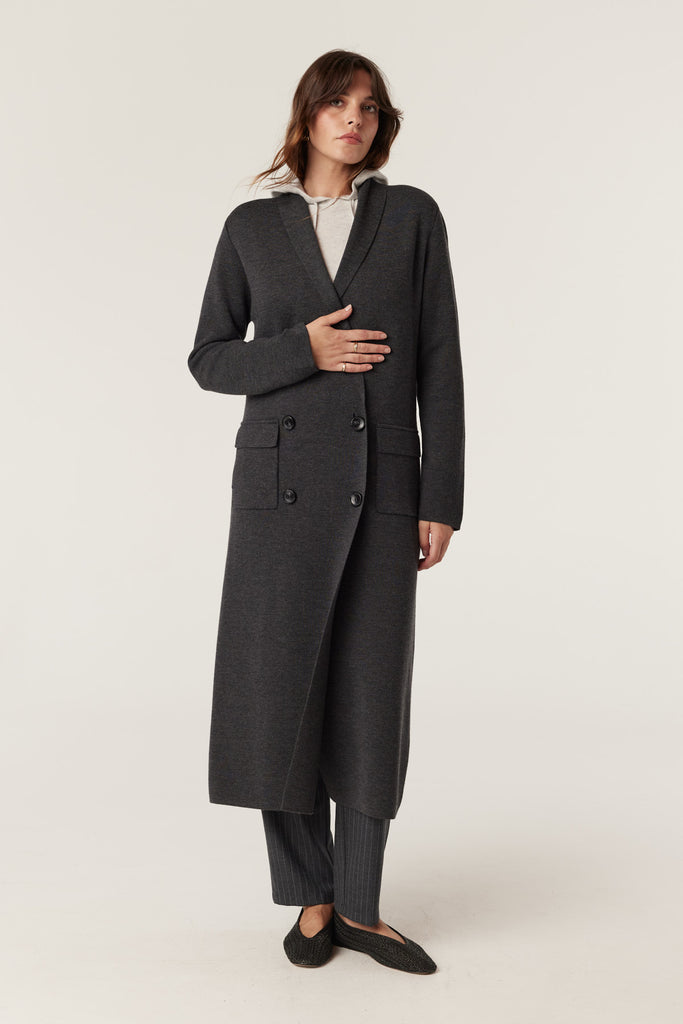 Cable Melbourne Ava Merino Knit Cardigan Charcoal Marle