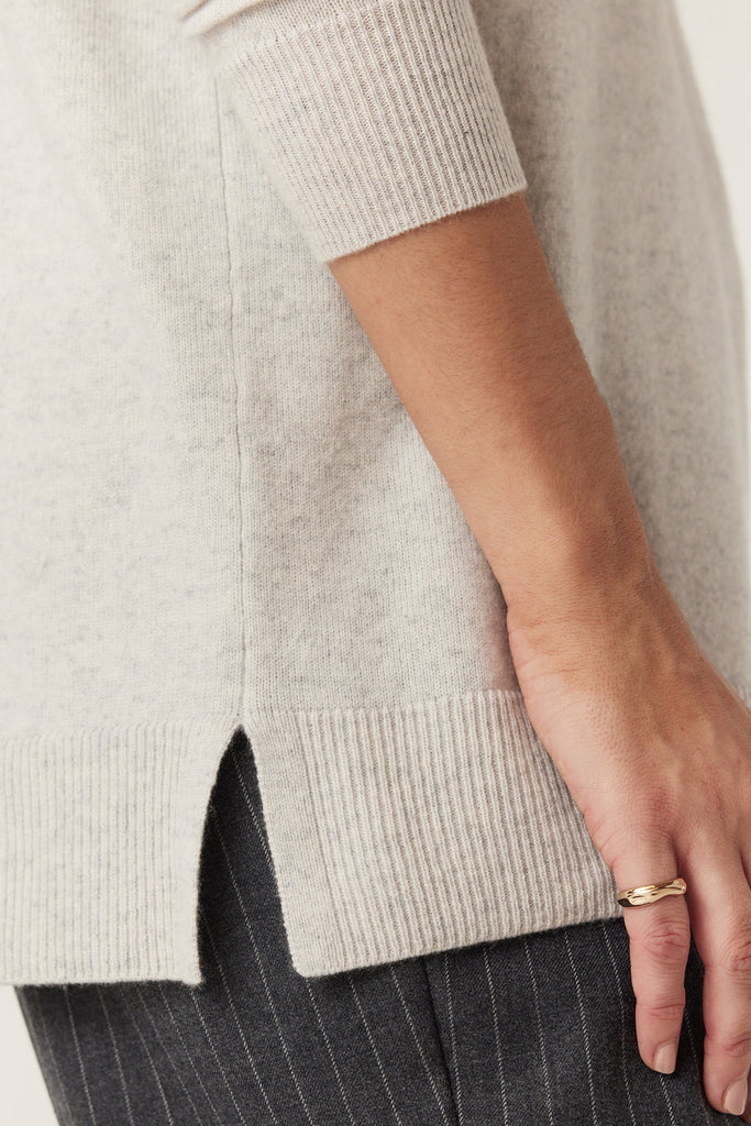 Cable Melbourne Cashwool V Jumper | Grey Marle