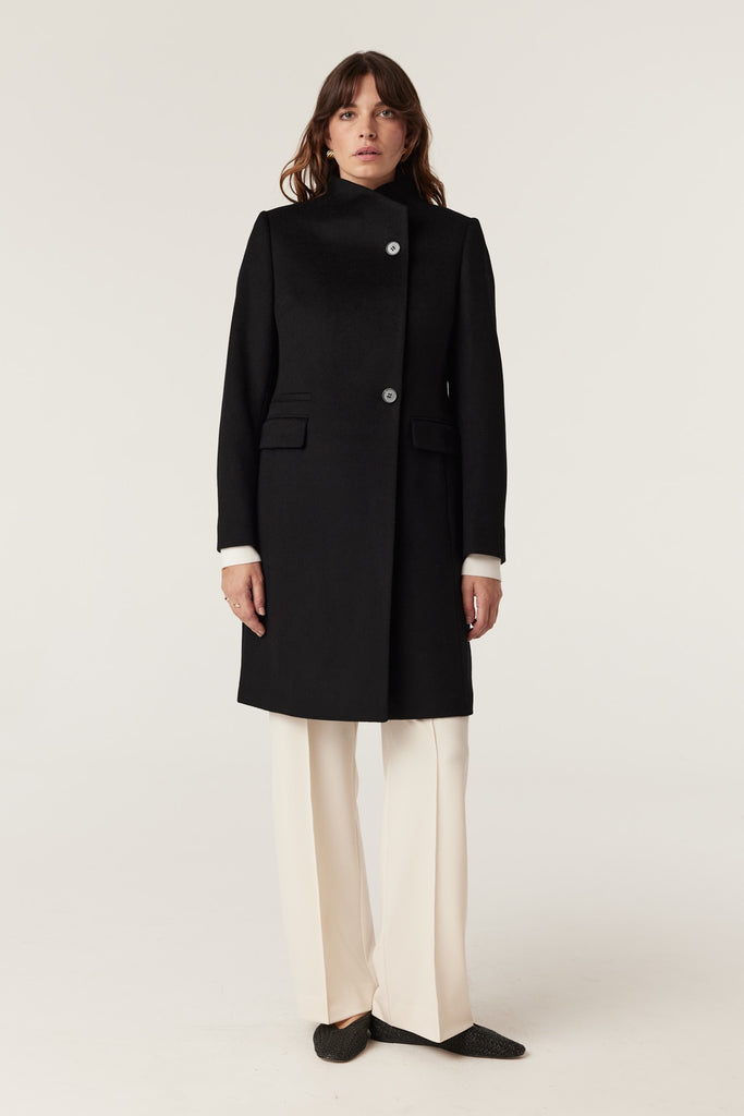 Cable Melbourne Eton Wool Coat Black
