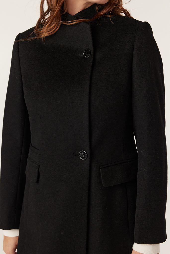 Cable Melbourne Eton Wool Coat Black
