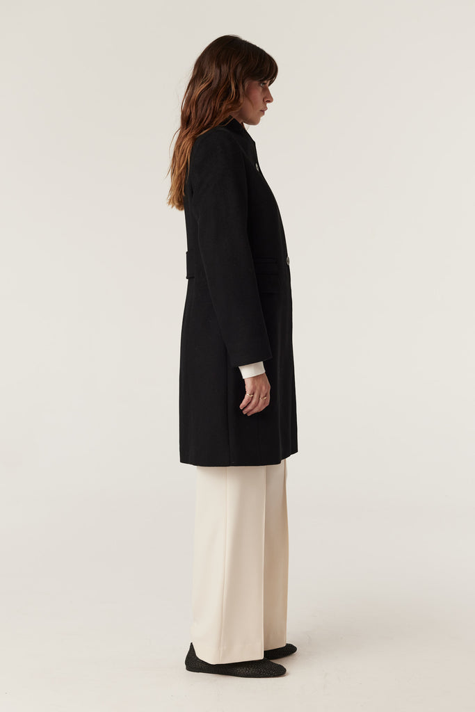 Cable Melbourne Eton Wool Coat Black