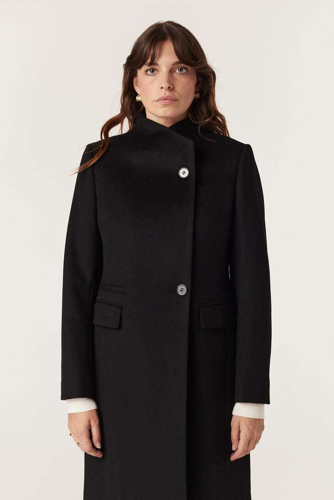Cable Melbourne Eton Wool Coat Black