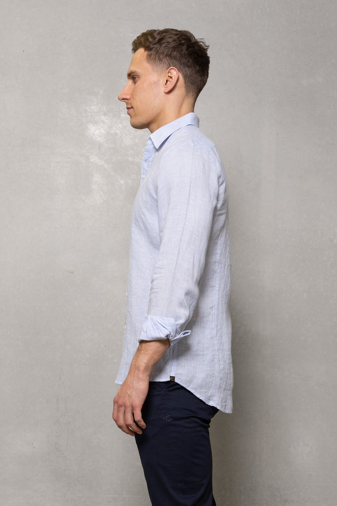 Cutler & Co Blake Linen Shirt Blue Mist