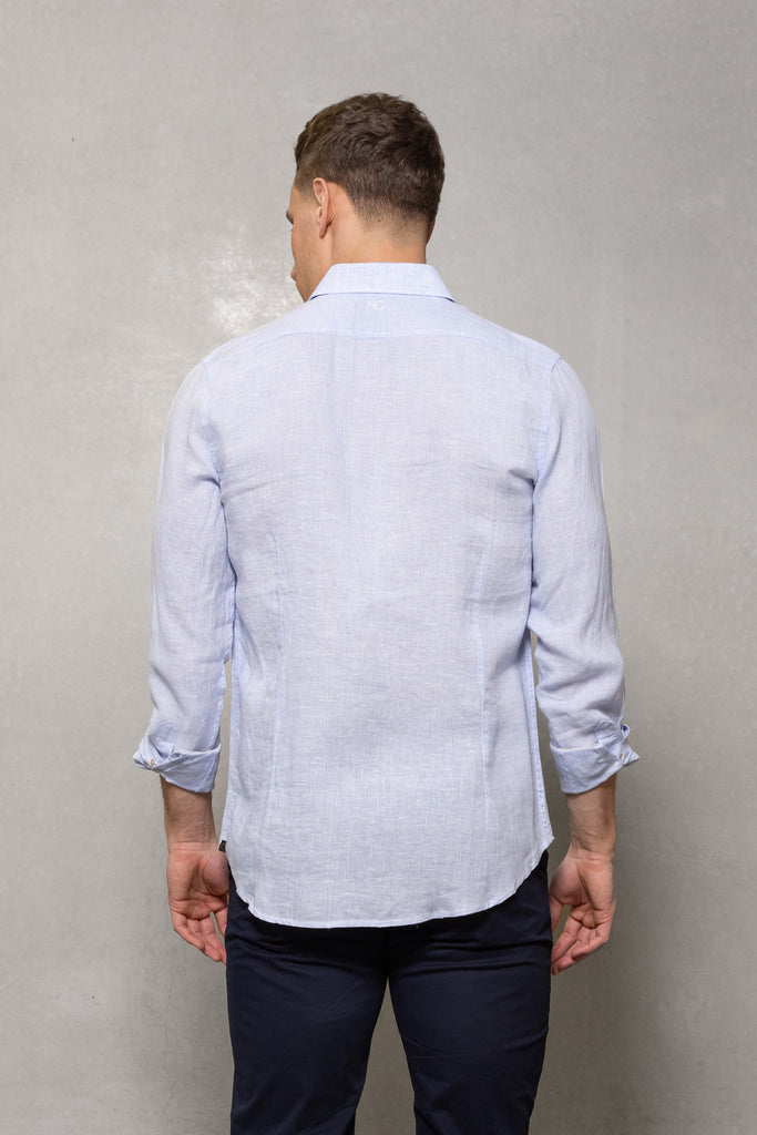 Cutler & Co Blake Linen Shirt Blue Mist