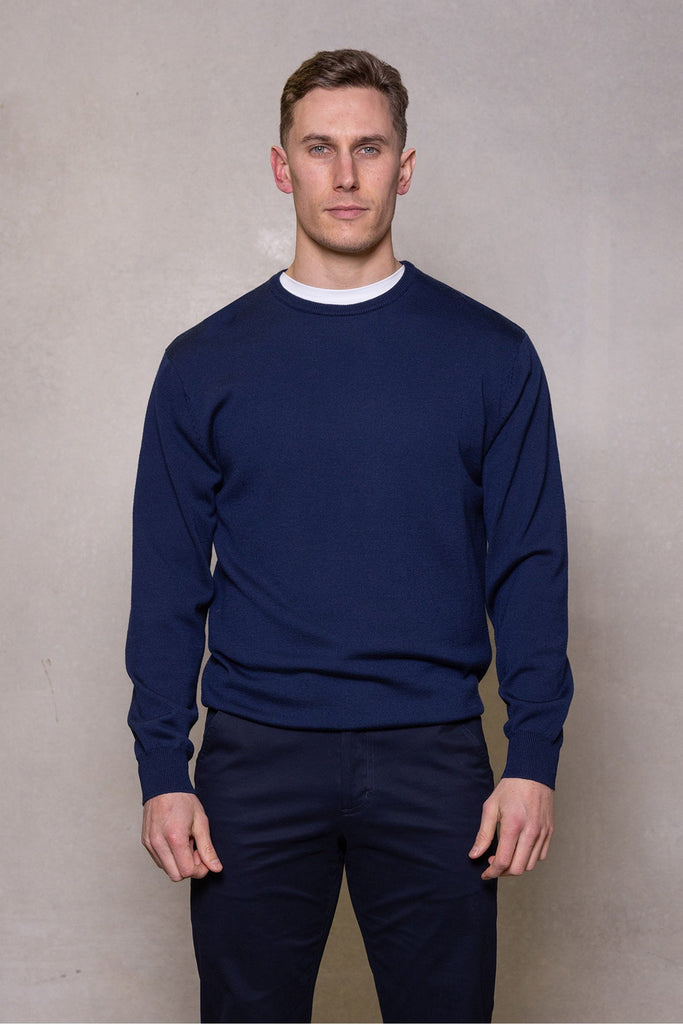 Cutler & Co Dawson Merino Jumper Thunderstorm Navy